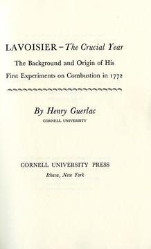 Lavoisier—the Crucial Year