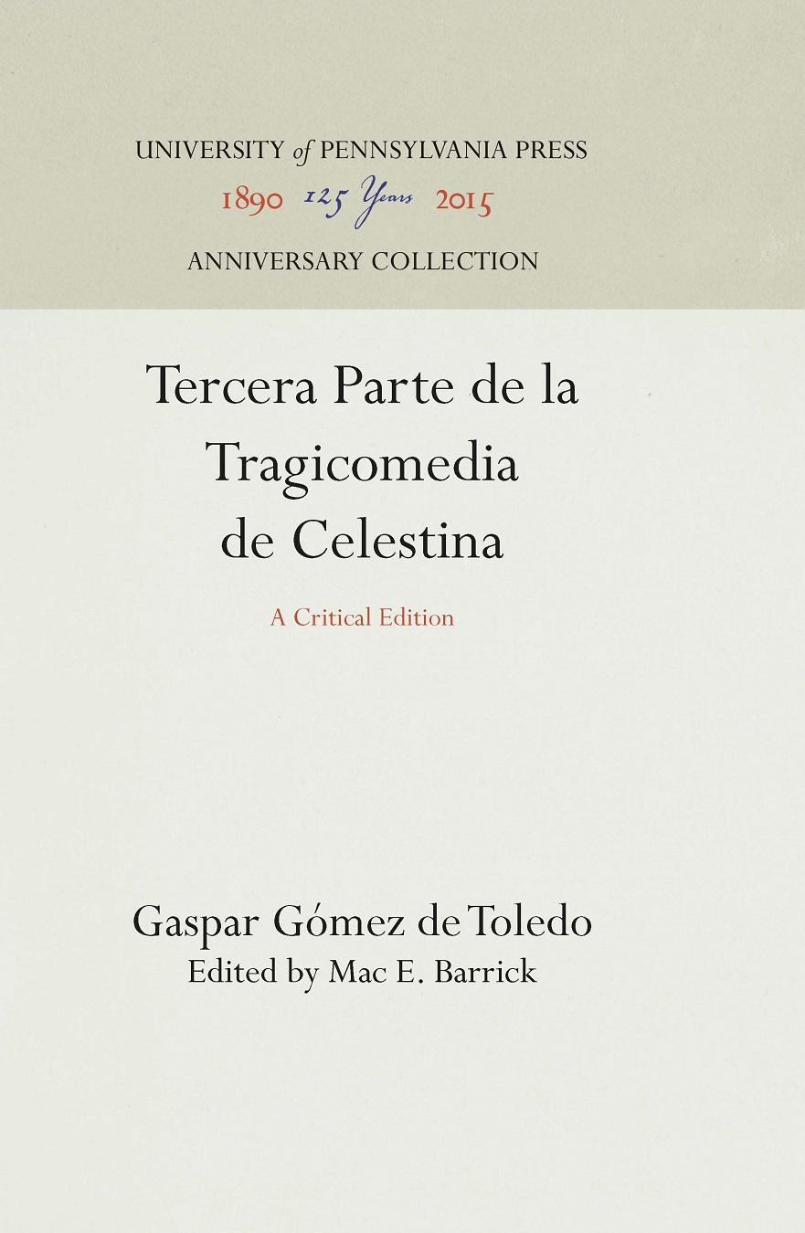 Tercera Parte de la Tragicomedia de Celestina