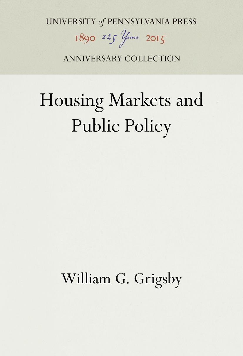 Housing Markets and Public Policy