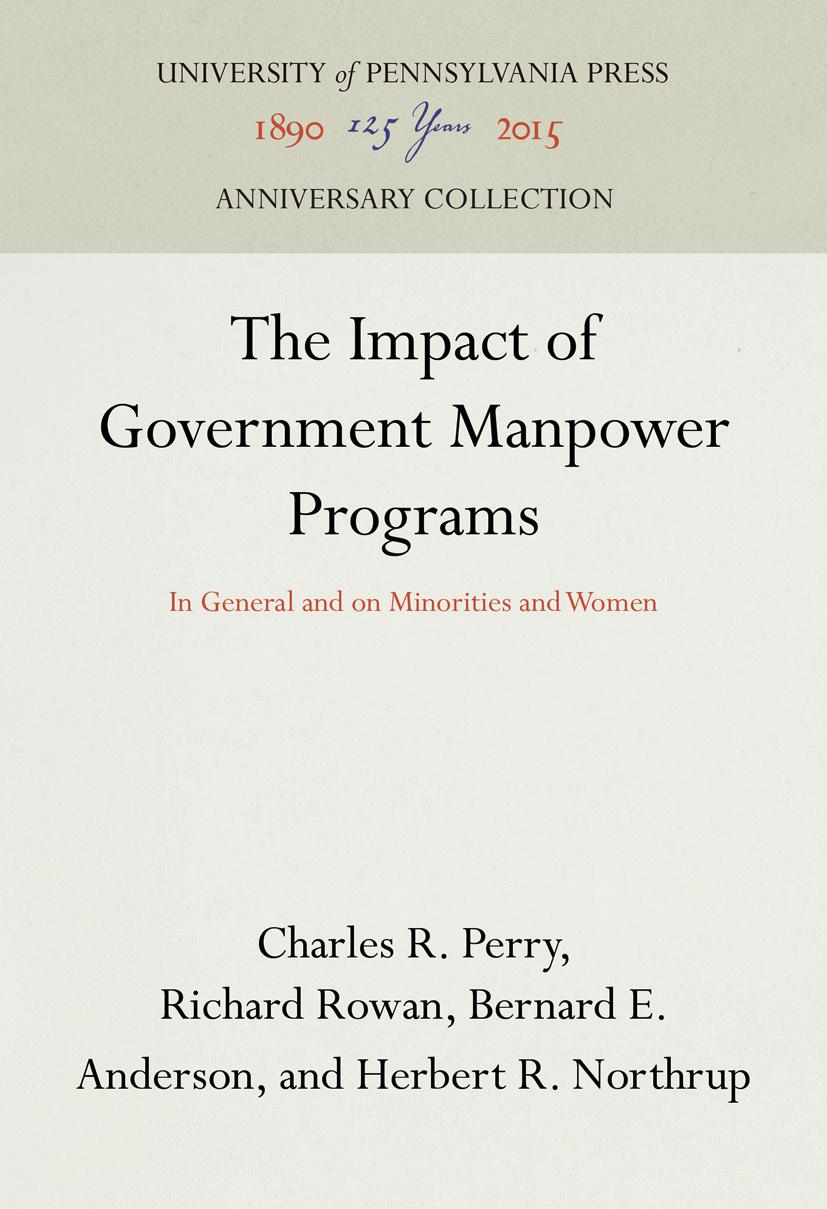 The Impact of Government Manpower Programs