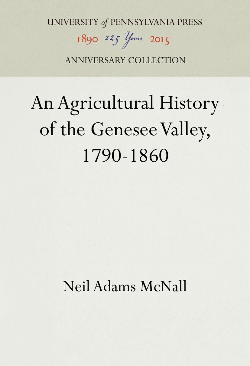 An Agricultural History of the Genesee Valley, 1790-1860