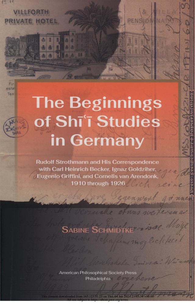 Beginnings of Shi’i Studies in Germany by Sabine Schmidtke