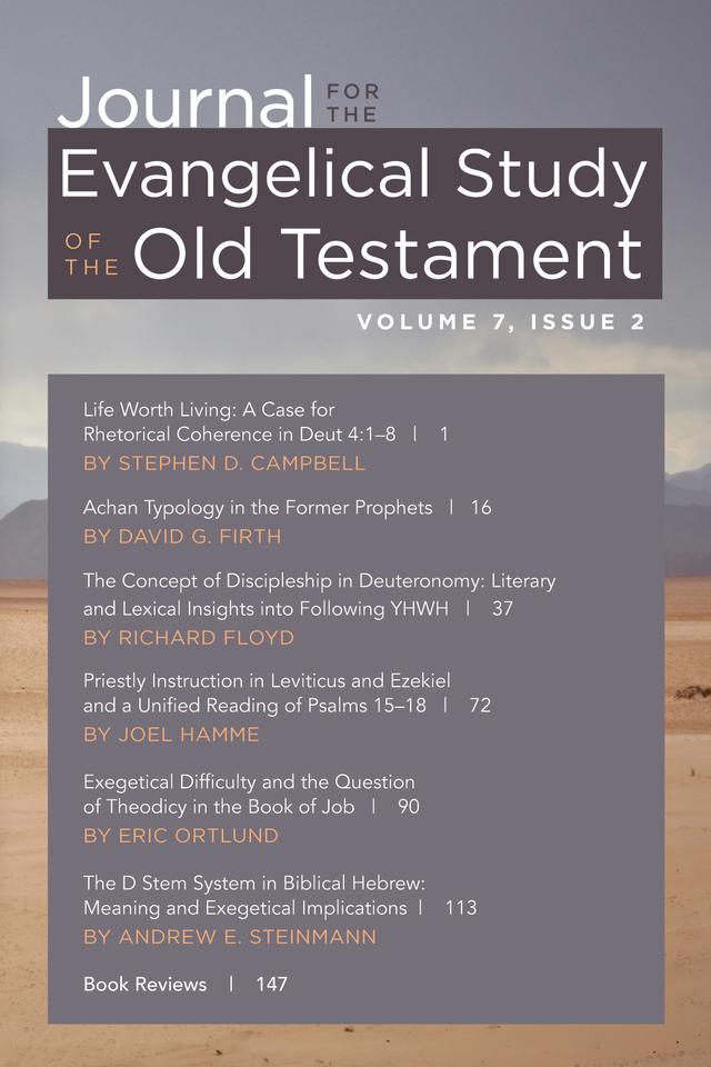 Journal for the Evangelical Study of the Old Testament, 7.2 by Russell Meek