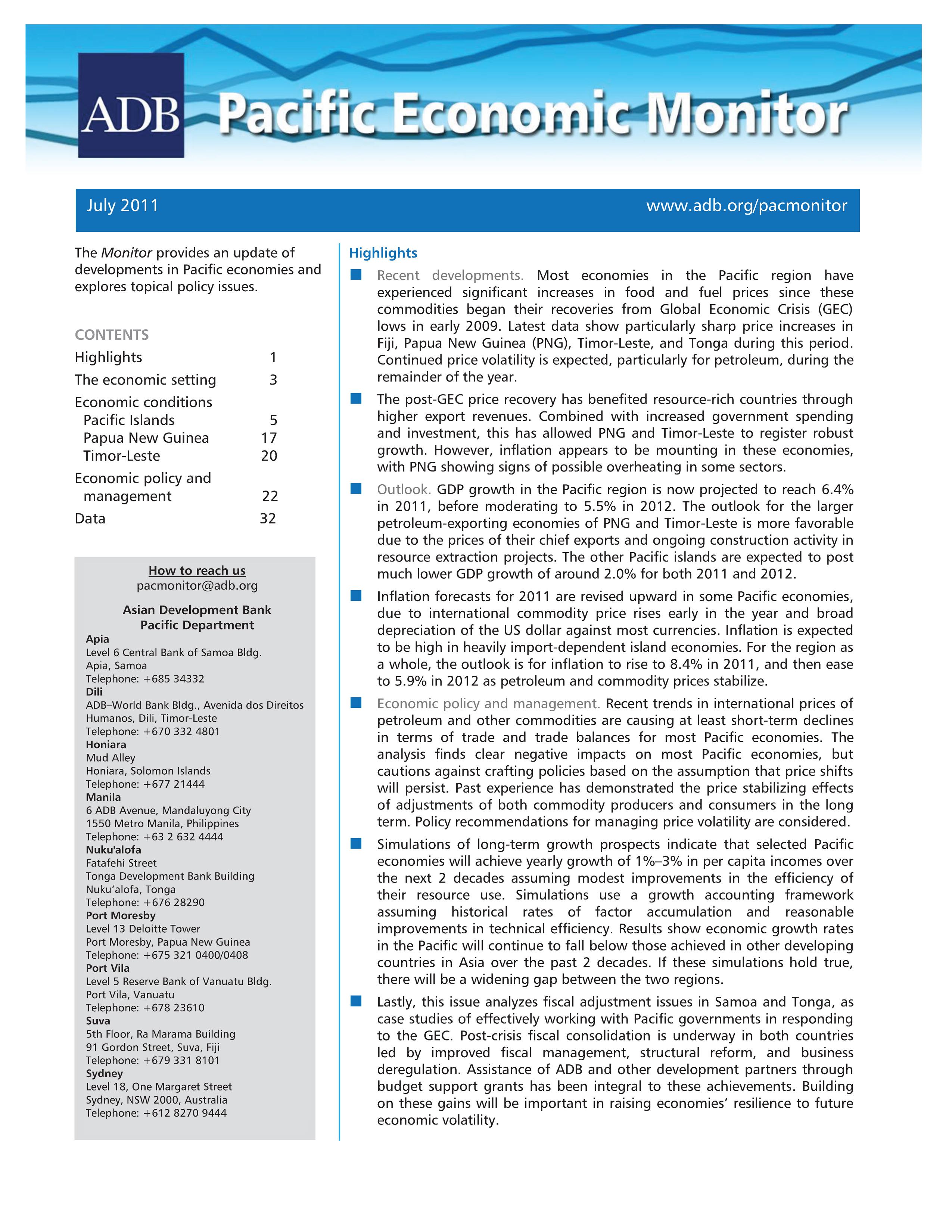 Pacific Economic Monitor July 2011
