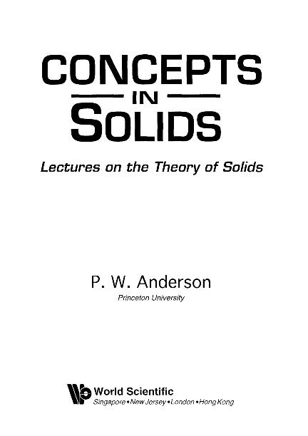 CONCEPTS IN SOLIDS by Anderson Philip W